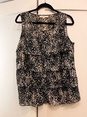 LOFT Black & White Tiered Ruffle Camisole